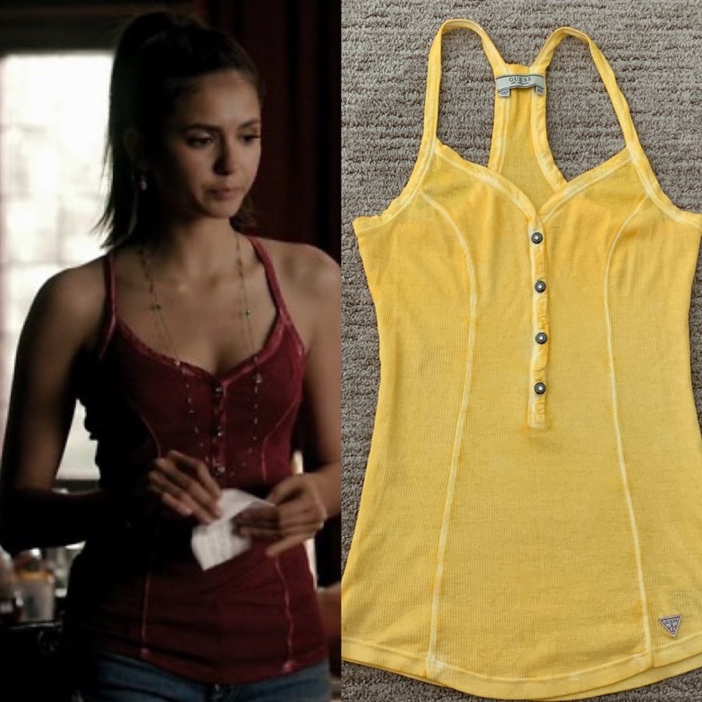 Aso Guess Lily henley tank top on Elena Gilbert